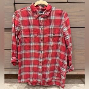 Madewell Red Plaid Button Down Shirt Size Small